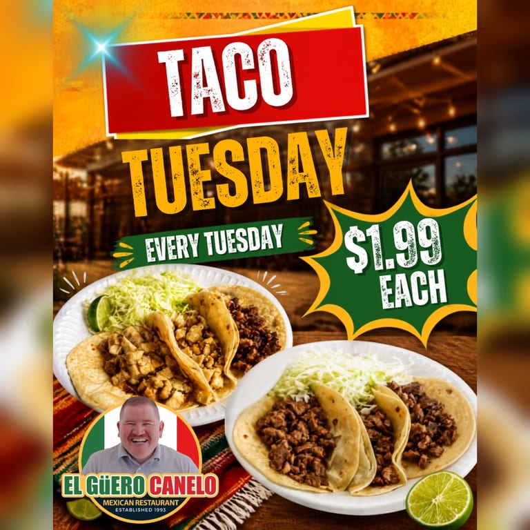 $1.99 Taco Tuesday Tucson | El Güero Canelo